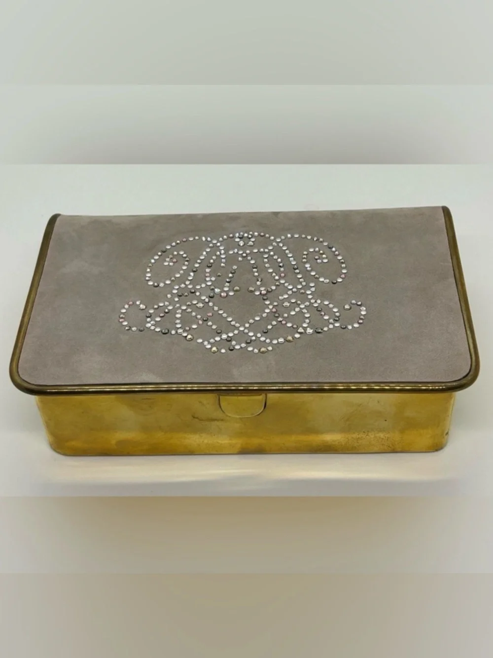 VERY RARE Vintage Ralph Lauren Suede Beaded Brass Jewelry Box